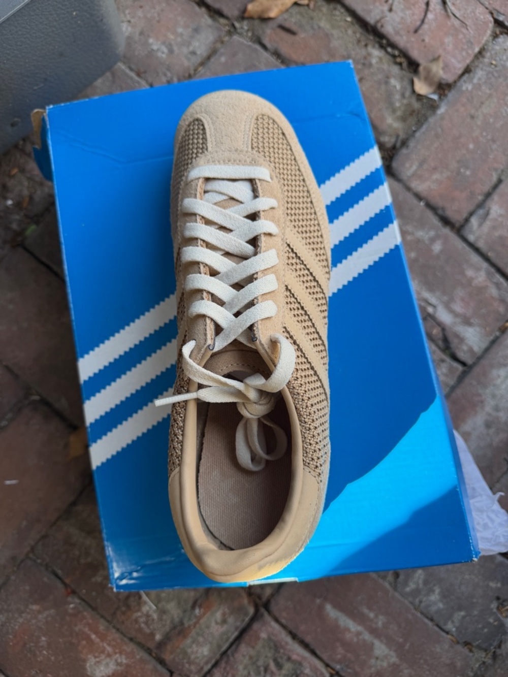 adidas Men's Tan Knit Lace-Up Athletic Sneakers